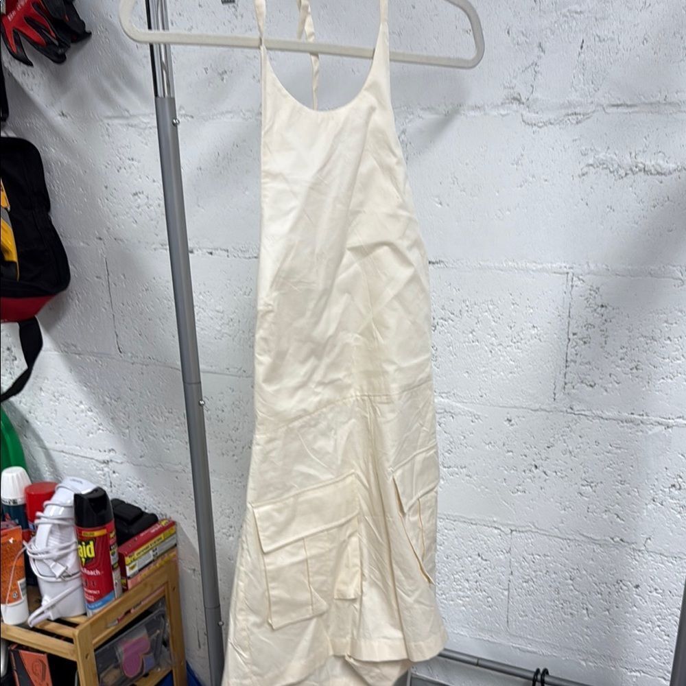 Zara Cream Halter Sundress Backless Halter Romper w Pockets Like NEW Size Small